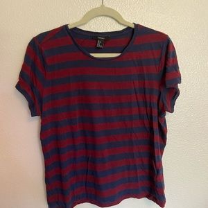 Dark red crimson navy stripped short sleeve top